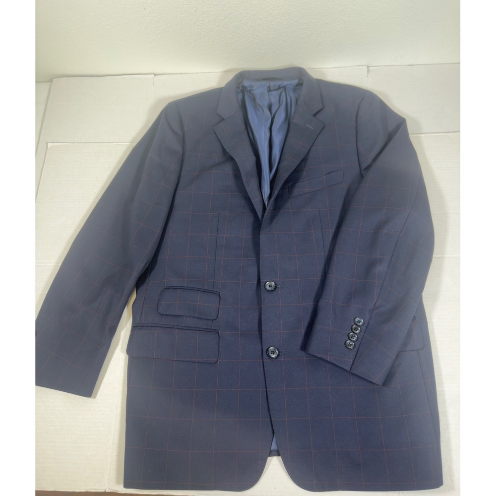 Moseley & Hollard Thomas Blazer Mens 46R Navy Blue Windowpane Plaid
